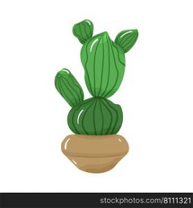 Cute green cactus in a beige brown pot Royalty Free Vector