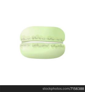 Cute green macaroon. Cake macaron with cream. Vector illustration. Culinary, pastry, cake, cookie. For decoration. For blog, web print label tag. Cute green macaroon. Cake macaron with cream. Vector illustration. Culinary, pastry,