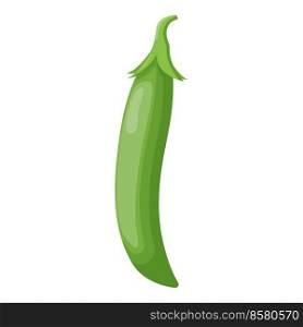 Cute green pea isolated on white background. Vegetarian food. Flat vector illustration. Cute green pea isolated on white background. Vegetarian food. Flat vector illustration.