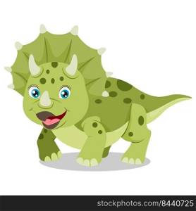Cute green triceratops dinosaur cartoon