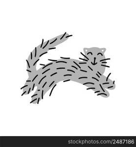 Cute grey cat character in doodle style, isolated on a white background. Vector. Cute grey cat character in doodle style, isolated on a white background. Vector illustration.