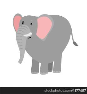 Cute grey elephant cartoon animal icon isolated on white background, vector illustration. Cute grey cartoon elephant