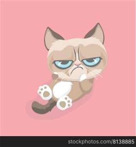 Cute grumpy cat. Vector Illustration. 