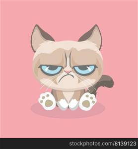 Cute grumpy cat. Vector Illustration. 