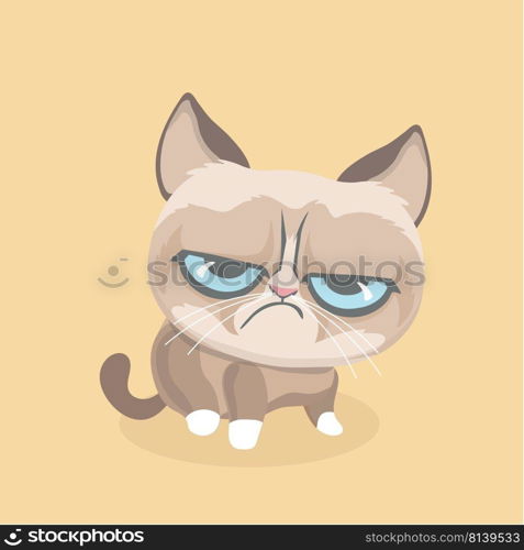 Cute grumpy cat. Vector Illustration. 