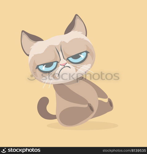 Cute grumpy cat. Vector Illustration. 