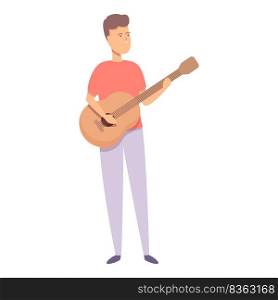 Cute guitar play icon cartoon vector. Music school. Singer musician. Cute guitar play icon cartoon vector. Music school