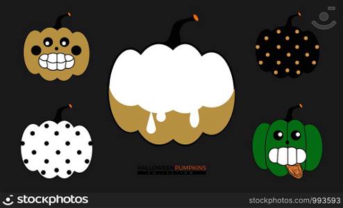 Cute Halloween pumpkin collection. Icon of Jack o Lantern Flat style vector illustration