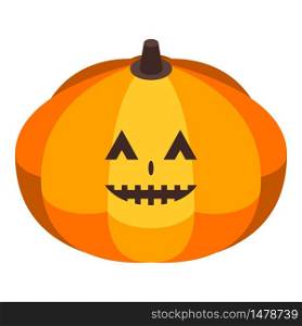Cute halloween pumpkin icon. Isometric of cute halloween pumpkin vector icon for web design isolated on white background. Cute halloween pumpkin icon, isometric style