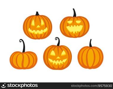 Cute halloween pumpkins vector image