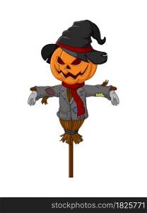 Cute halloween scarecrow pumpkin cartoon