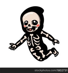 Cute halloween skeleton cartoon posing