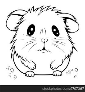 Cute hamster. Black and white vector illustration for coloring book