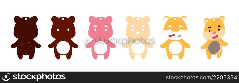 Cute hamster candy ornament. Layered paper decoration treat holder for dome. Hanger for sweets, candy for birthday, baby shower, halloween, christmas. Print, cut out, glue. Vector stock illustration