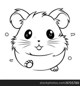 Cute hamster. Coloring book for children. Vector illustration.