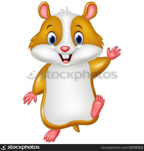 Cute hamster waving hand
