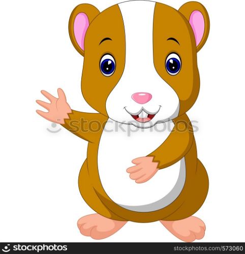 Cute hamster waving hand