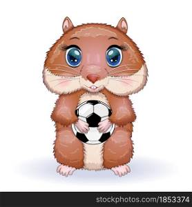 Cute hamster with soccer ball game, hamster cartoon characters, funny animal character.. Cute hamster with soccer ball game, hamster cartoon characters, funny animal character