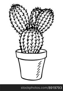 Cute hand drawn cactus illustration Houseplant in a pot clipart Cozy home doodle
