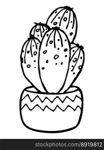 Cute hand drawn cactus illustration Houseplant in a pot clipart Cozy home doodle