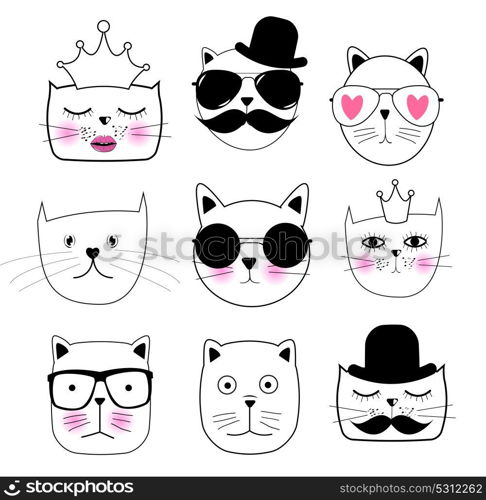 Cute Hand drawn Cat Set Vector Illustration EPS10. Cute Hand drawn Cat Set Vector Illustration