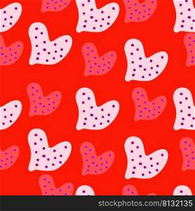 Cute hand drawn heart seamless pattern. Valentine’s day card wallpaper. Naive art. Design for fabric, textile print, wrapping, wedding invitation, cover. Vector illustration. Cute hand drawn heart seamless pattern. Valentine’s day card wallpaper.