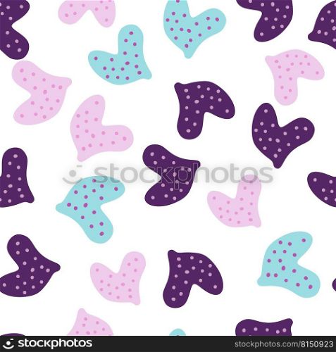 Cute hand drawn heart seamless pattern. Valentine’s day card wallpaper. Naive art. Design for fabric, textile print, wrapping, wedding invitation, cover. Vector illustration. Cute hand drawn heart seamless pattern. Valentine’s day card wallpaper.
