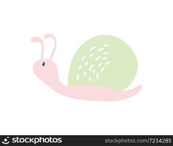 Cute hand drawn nursery poster with snail animal. Vector illustration in candinavian style. Baby illustration kids nursery art poster.. Cute hand drawn nursery poster with snail animal. Vector illustration in candinavian style. Baby illustration kids nursery art poster