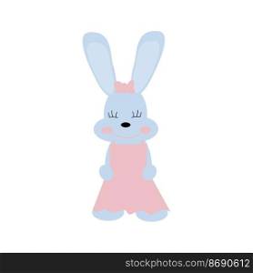 Cute hand drawn rabbit isolated on white background.