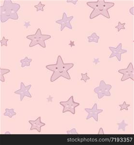 Cute hand drawn stars seamless pattern for baby fabric. Design for textile print, wrapping paper, childish textiles. Doodle vector illustration.. Cute hand drawn stars seamless pattern for baby fabric.