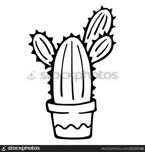 Cute hand drawn vector cactuse in the pot.. Cute hand drawn vector cactuse in the pot