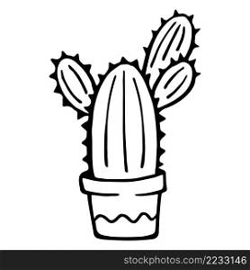 Cute hand drawn vector cactuse in the pot.. Cute hand drawn vector cactuse in the pot