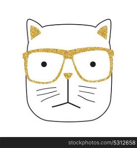 Cute Handdrawn Cat on White Vector Illustration EPS10. Cute Handdrawn Cat Vector Illustration