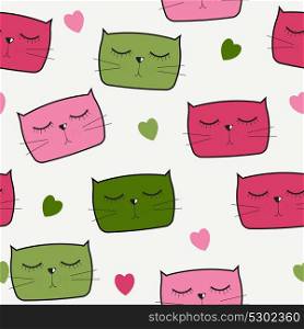 Cute Handdrawn Cat Seamless Pattern Vector Illustration EPS10. Cute Handdrawn Cat Seamless Pattern Vector Illustration