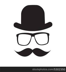 Cute Handdrawn Glasses, Hat and a Mustache Vector Illustration EPS10. Cute Handdrawn Glasses, Hat and a Mustache Vector Illustration
