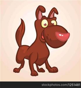Cute happy brown dog cartoon. Vector illustration