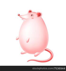 Cute happy cartoon rat character. Gradient mesh illustration.. Cute happy cartoon rat character.