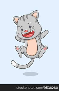 Cute Happy Cat Character Jumping