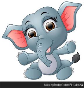 Cute happy elephant cartoon illustration