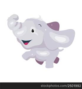 Cute happy elephant semi flat color vector character. Posing figure. Smiling stuffed toy. Full body animal on white. Simple cartoon style illustration for web graphic design and animation. Cute happy elephant semi flat color vector character
