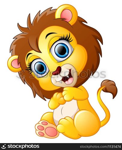 Cute happy lion cartoon smiling