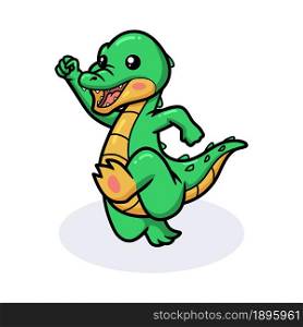 Cute happy little crocodile cartoon