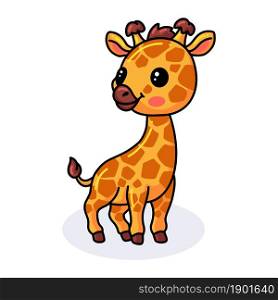 Cute happy little giraffe cartoon