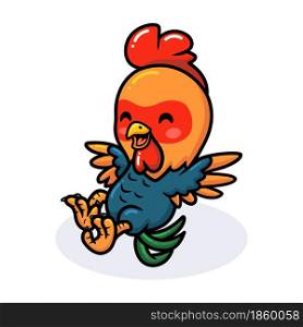 Cute happy little rooster cartoon