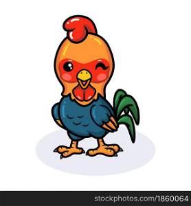 Cute happy little rooster cartoon