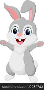 Cute happy rabbit cartoon isolated on white background	
