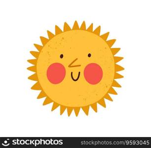 Cute happy sun with funny smiling face hot summer vector image