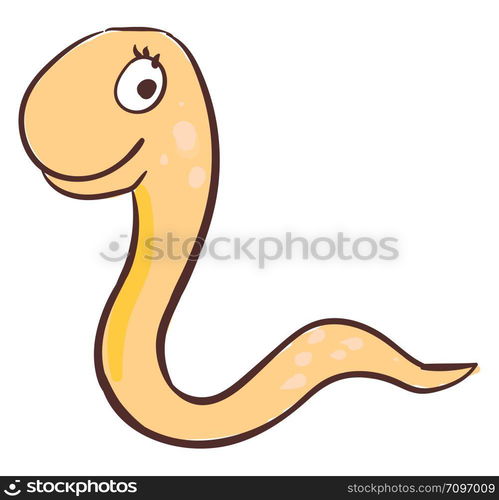 Cute happy worm, illustration, vector on white background.