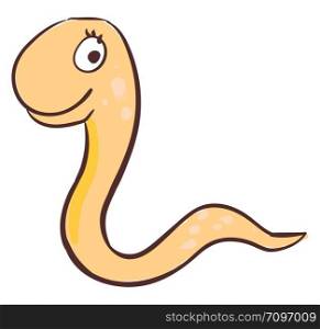 Cute happy worm, illustration, vector on white background.