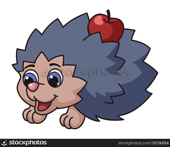 Cute hedgehog. Cartoon forest baby hedeghog animal wild nature character isolated on white background. Cute hedgehog. Cartoon forest baby hedeghog animal wild nature character